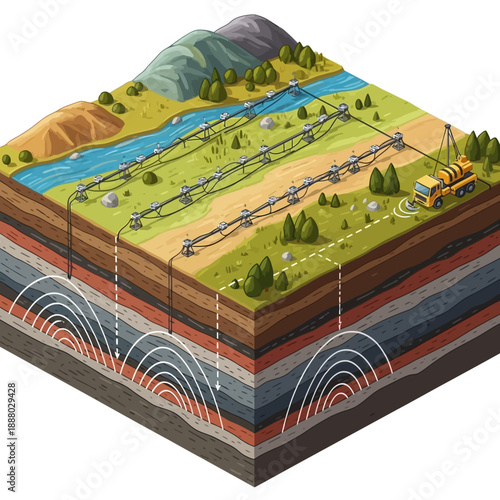 Seismic Surveying for Oil and Gas Exploration Underground.