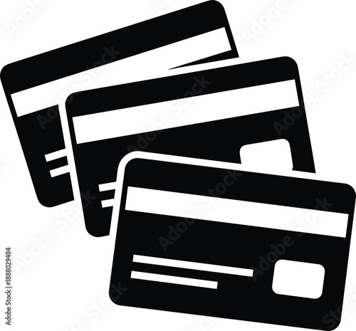 Credit card payment icon illustration representing online banking, digital finance, cashless transactions, ecommerce security, wallet concept, and modern payment methods in black and white style