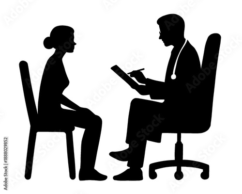 silhouette of a patient consulting with a doctor, vector illustration
