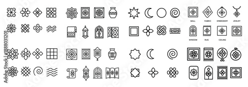 Geometric patterns and decorative icons