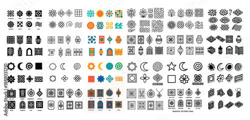 Collection of oriental pattern icons