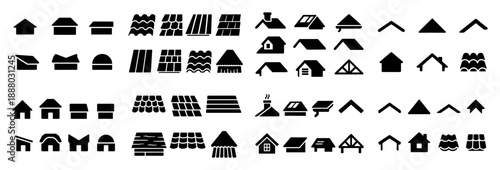Silhouette icons of various roof designs