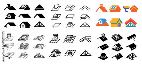 Diverse roof icons collection
