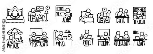 Remote Learning Doodle Icons