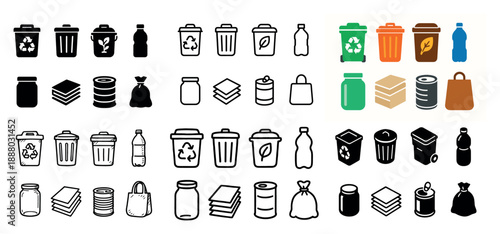 Recycling and waste icons collection