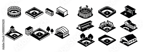 Baseball Isometric Icons