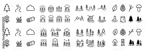 Nature icons collection in black and white