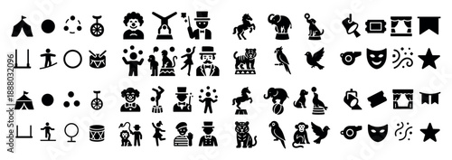 Circus icons collection variety set