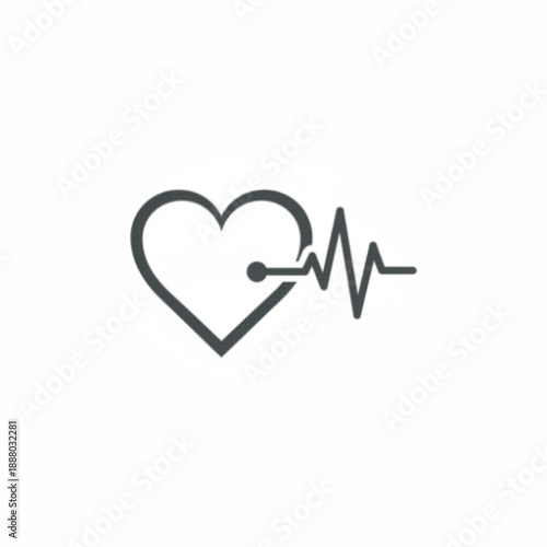 Heartbeat ECG Line Symbol Connected to a Simple Heart Shape