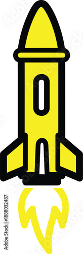 Bright yellow rocket launch icon