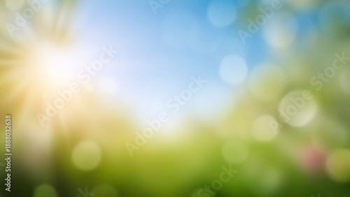 Blurred bokeh nature background with colorful flowers in the garden