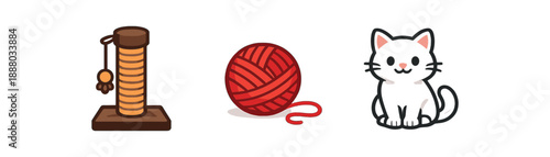 full color flat scratching post brown yarn red cat white