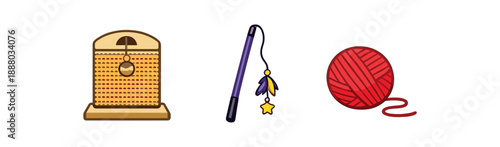 full color flat scratching pad beige wand purple yarn red