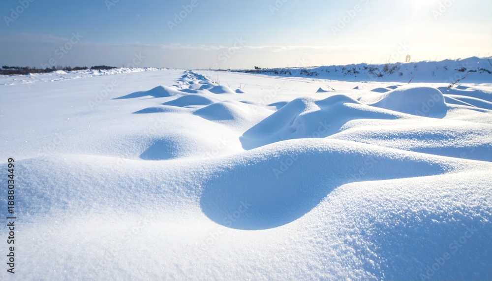 Obraz premium Serene Winter Landscape with Fresh Powdery Snow Under a Clear Sky