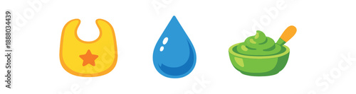 full color flat bib droplet blue puree green