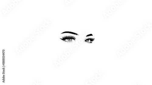 Realistic Female Eyes with Long Eyelashes Illustration