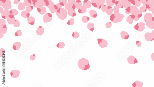 Falling Pink Cherry Blossom Petals on White Background