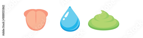 full color flat baby tongue soft peach water droplet light blue puree blob pastel green