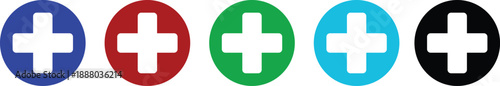 Medical plus icons set featuring healthcare cross symbols in flat and line style, isolated on transparent background, hospital emergency aid sign illustration collection and group