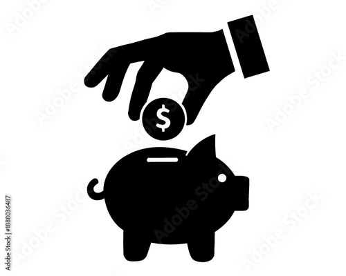 silhouette illustration of saving in a piggy bank, illustration vector
