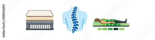 full color flat mattress layers beige and gray spine curve blue comfort zones green