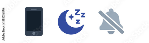 full color flat smartphone dark gray sleep mode icon muted bell light gray