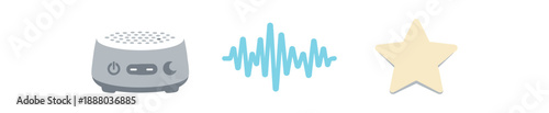 full color flat white noise speaker gray sound waves pastel blue ivory