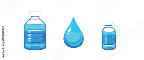 full color flat water bottles clear blue droplet cyan handle white