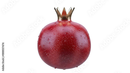 Golden Crowned Pomegranate with Water Droplets