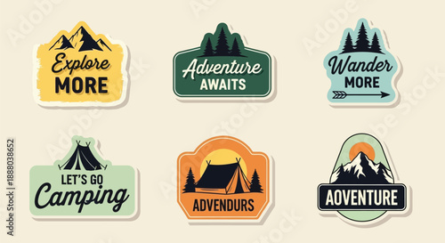 Vintage style adventure and outdoor enamel pins collection