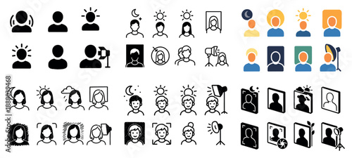 Variety of portrait icons in multiple styles