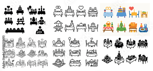 Diverse dining table setups and styles