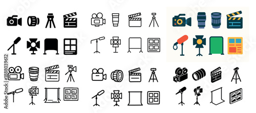 Film equipment icons collection
