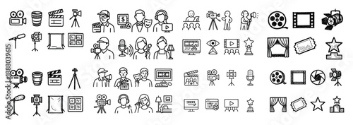 Diverse media industry icon set