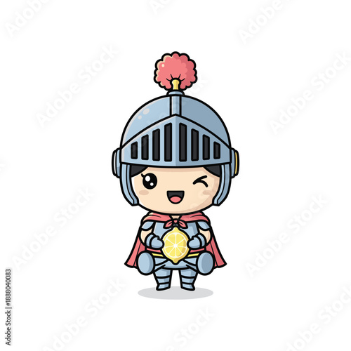 Cute Cartoon Knight in Armor