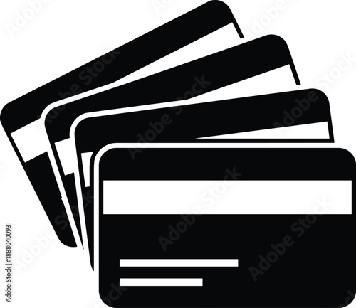 Stack of credit cards icon illustration representing online payment, digital finance, banking security, cashless transaction, and electronic commerce concept isolated on white background