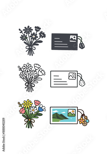 slow travel wildflower bouquet and postcard mindful souvenir