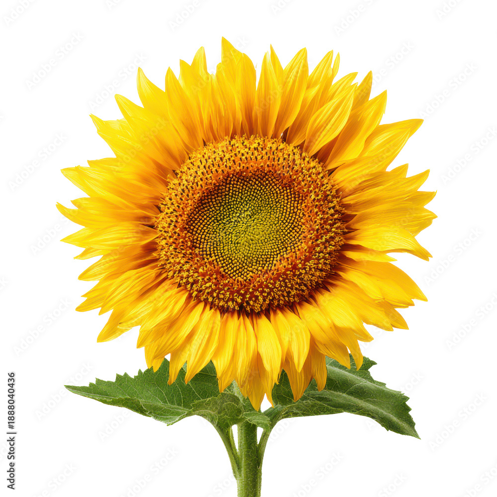 Fototapeta premium Vibrant Sunflower with Green Leaves on a Black Background yellow bloom