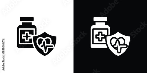 Preventive Medicine Icon Sheet Black And White