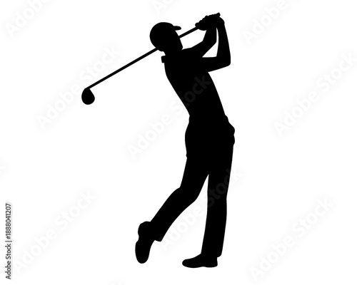 silhouette of a man playing golf, sports icon, vector illustration
