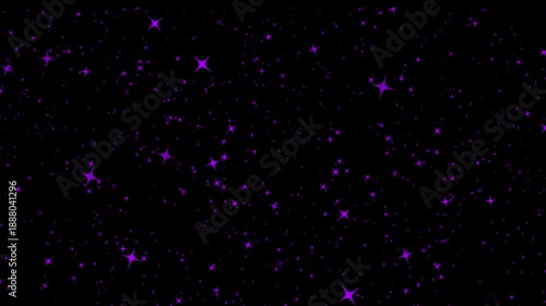 Purple Sparkling Glitter Stars. Overlay. Abstract Animated Shiny Stars. Black Background. 30fps