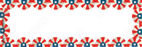 Red white and blue star design border frame with empty space for text or image  patriotic decorative element