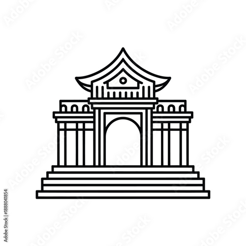 Traditional Chinese Pagoda Building Line architecture desi
