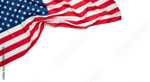 Memorial Day American Flag Corner Detail on a Clean White Background