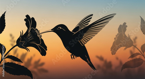 Hummingbird Hovering Nectar Nature Silhouette
