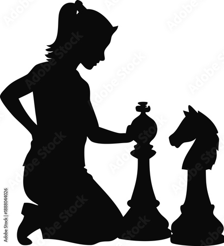 Silhouette Of A Woman Playing Chess