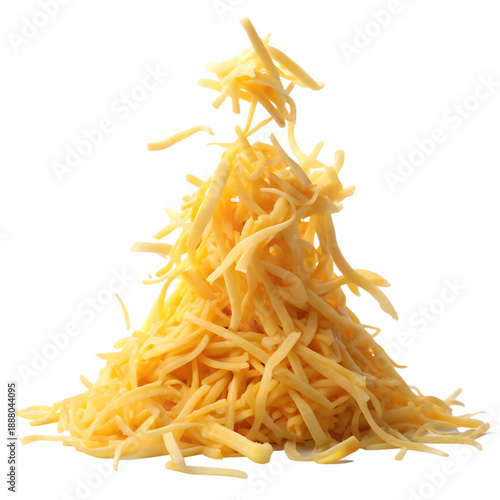 Shredded cheese falling pile, isolated on white background.png