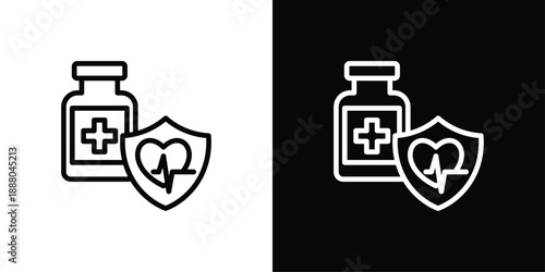 Preventive Medicine Icon Sheet Black And White