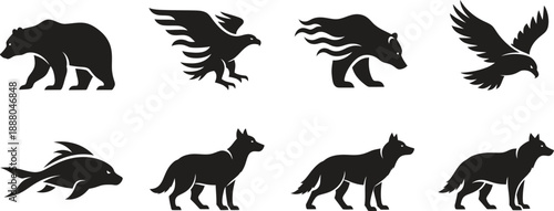 Collection of animal silhouettes featuring various wildlife