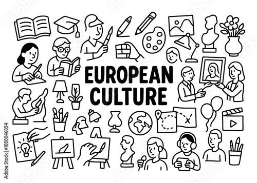 European Culture Doodle
